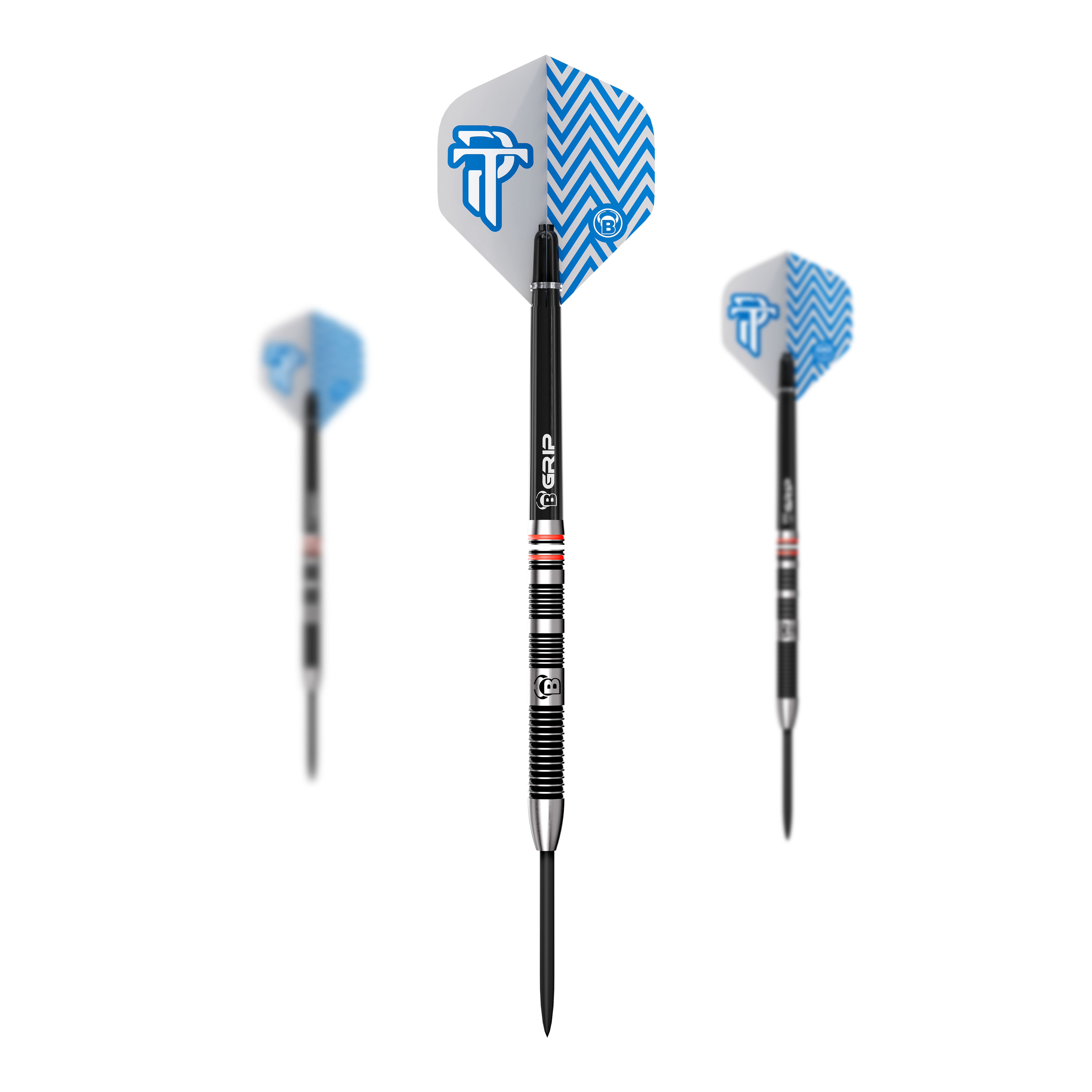 Die Bulls Challenger Patrick Tringler Steeldarts mit 21g Gewicht sind abgebildet. Dieses Set ist speziell für Steeldart-Enthusiasten geeignet.